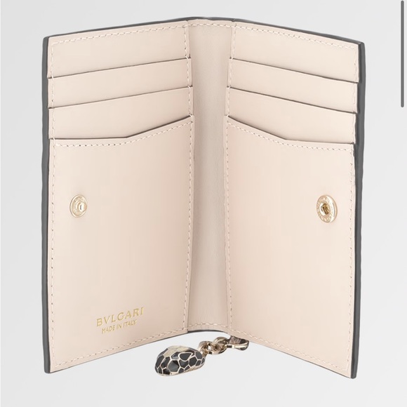 BVLGARI Serpenti Forever Leather Gold Metallic Card Holder New With Tags and Box - Picture 7 of 9
